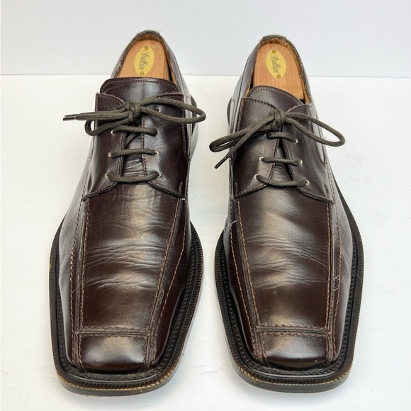 Kenneth Cole Reaction Brown Leather Oxfords with Square-Toed Design Size 11.5 - Picture 1 of 8